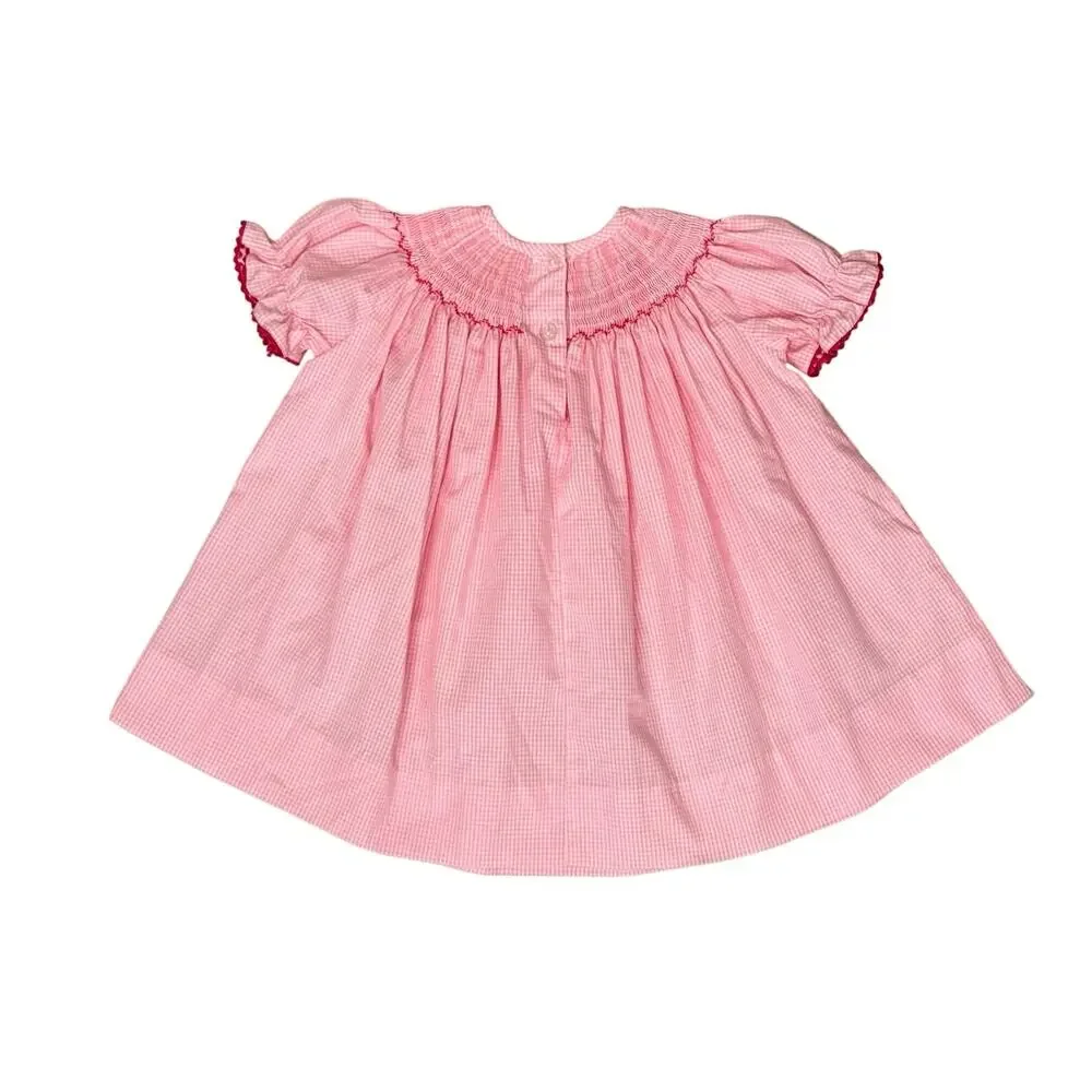 Rags Land Baby Girl 6M Pink Gingham Smocked Fairy Princess Dress